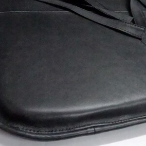 Black Lambskin LEATHER CHAIR PAD with Ties | Tolix Style Chair Pad | Dining seat pad home | Round Edge Dining Seat Cushion Lambskin Leather image 8