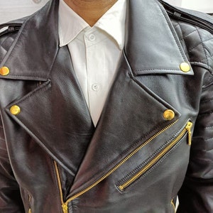 Men BLACK LEATHER Jacket Men Motorcycle Café Racer Vintage Style BIKER Real Leather Jacket, Quilted Leather Jacket Movie Leather Jacket