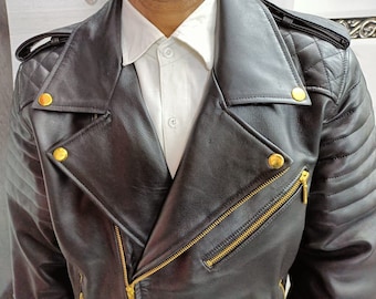Vintage Sally & John Soft Black Leather Motorcycle Zip up Leather