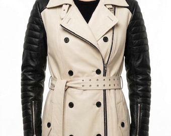 Leather Trench Coat | Leather Coat Women | Black Leather Coat | Long Coat Women | Trench Coat Women | Black Coat Women | Women Leather Coat