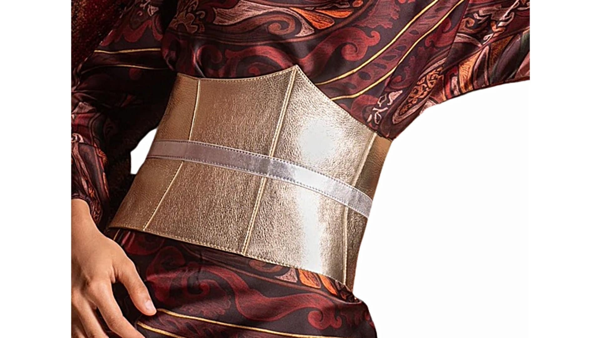 Womens OBI Real Leather Metallic Gold & Silver Waist Belt 