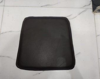 Lambskin Leather Dark BROWN ROUND EDGE Chair Pad | Dining Seat Pad for Home and Office | Housewarming Gifts | Dine Leather Chair Cushion