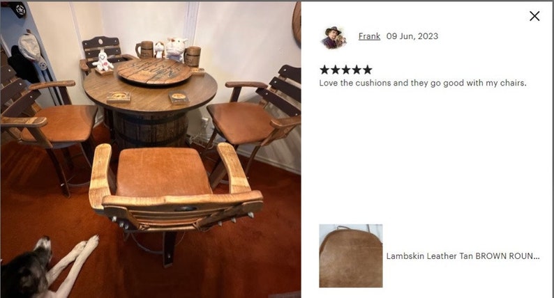Lambskin Leather Tan BROWN ROUND EDGE Chair Pad Dining Seat Pad for Home and Office Dine Leather Chair Cushion Tolix Style Chair Pad image 10