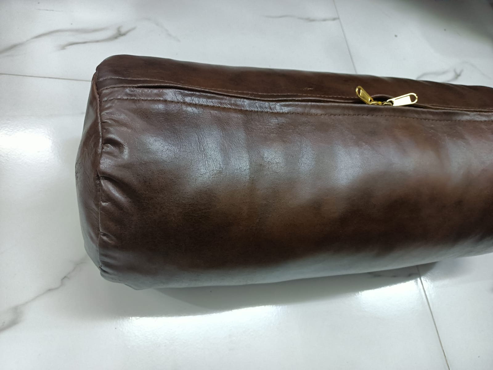 ANTIQUE BROWN Lambskin Leather BOLSTER Cushion Cover, Yoga Neck Roll Case Cushion Cover, Home