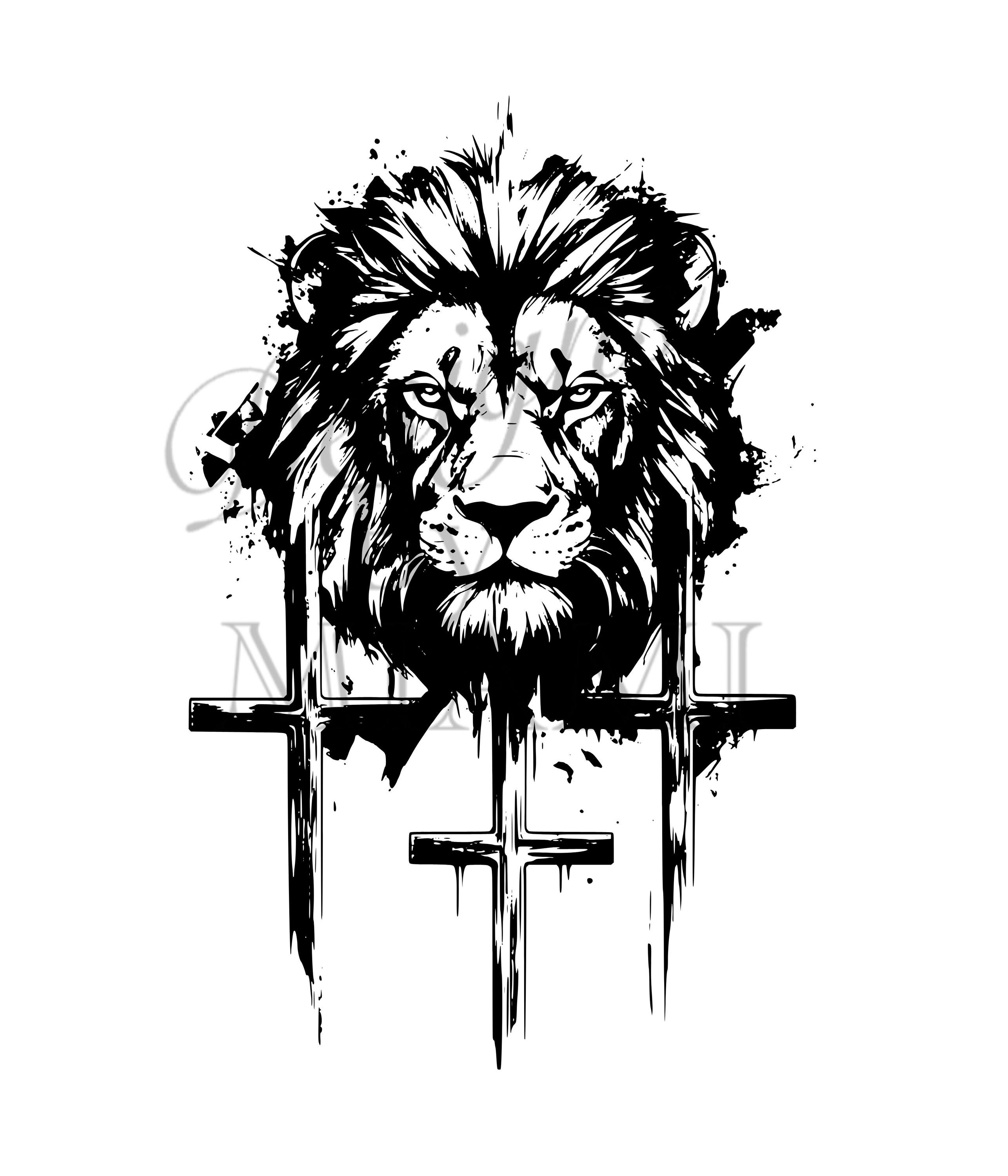 Lion of Judah PNG | Faith Digital Art | Three Crosses Design ...
