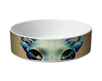 Cat Print Ceramic Pet Bowl: Funny Graphic Design, 16oz