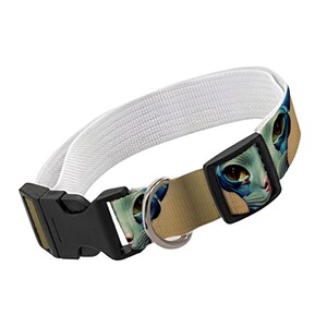 Cute CAT Face Graphic Printed Pet COLLAR For DOGS – Durable Polyester Funny Dog Collar