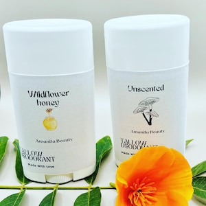 Natural deodorant/ grass fed pasture raised tallow/ mushroom infused/ natural skin care