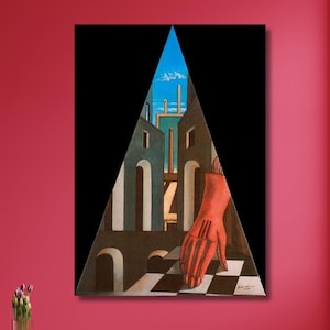 Impresión en lienzo del Triángulo Metafísico de Giorgio De Chirico, diseño de póster artístico de pintor italiano, para decoración del hogar y la oficina, listo para colgar.