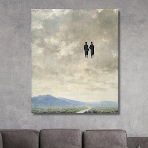 Arte em tela de René Magritte, pintura L'Art de la conversation, design de parede, decoração impressa para casa e escritório, pôster ou tela prontos para pendurar