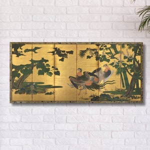 Peacocks and Bamboo by Tosa Mitsuyoshi Art Canvas Wall Art, Tosa Mitsuyoshi Print Decor For Home & Office, Poster Or Canvas Ready To Hang