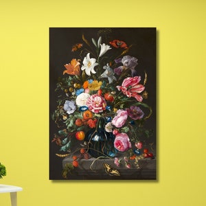 Flores en un jarrón, Jan Davidsz. de Heem, lienzo decorativo para pared, impresión para el hogar y la oficina, póster o lienzo listo para colgar