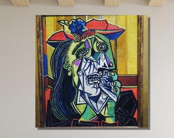パブロ・ピカソ、泣く女性、リネンキャンバスの油絵複製、手作り品質