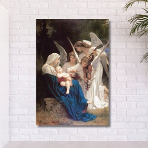The Virgin Of The Angels Neoclassical by William-Adolphe Bouguereau, Canvas Wall Art Design, For Home & Office Decoration, Poster Or Canvas