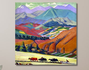 Mountains by Martiros Saryan Byurakan Canvas Wall Art Print,Painting Poster Decor For Home  Office Decoration,Poster Or Canvas Ready To Hang
