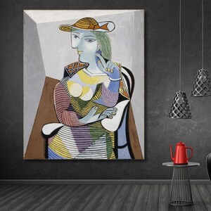 Print zittende vrouw van Pablo Picasso, Marie-Thérèse Walter Canvas Wall Art Design, poster voor thuis, kantoorinrichting, poster of canvas klaar om op te hangen