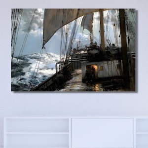 Montague Dawson Canvas Print,A Night at Sea Poster Wall Art Design,Nautical Print, Decor For Home & Office, Poster Or Canvas Ready To Hang
