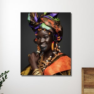 African Woman in Traditional Dress Canvas Wall Art Design, Poster Print Decor For Home & Office Decoration, Poster Or Canvas Ready To Hang