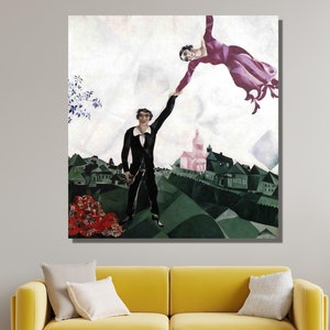 Marc Chagall&#39;s The Promenade Canvas Art Wall Art Design, surrealisme muurposter, print voor thuiskantoor decor, poster of canvas klaar om op te hangen