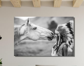 Native Indian Woman Print,American Indian Canvas Wall Art Design, Poster, Print, Decor For Home & Office, Poster Or Canvas Ready To Hang
