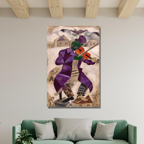 The Green Violinist by Marc Chagall Canvas Wall Art Design,Poster Print For Home Office Decoration,Poster Or Canvas Ready To Hang