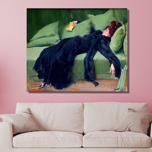 Impresión de Jove Decadent, retrato de Ramon Casas, diseño de lienzo para pared, póster, decoración para el hogar y la oficina, lienzo listo para colgar.