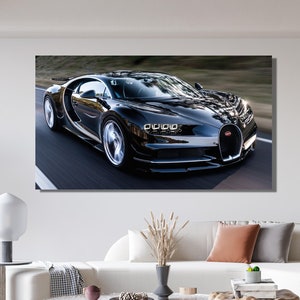 Black Bugatti Chiron Poster, Bugatti Canvas Wall Art Design, Poster Print Decor For Home & Office Decoration, Poster Or Canvas Ready To Hang