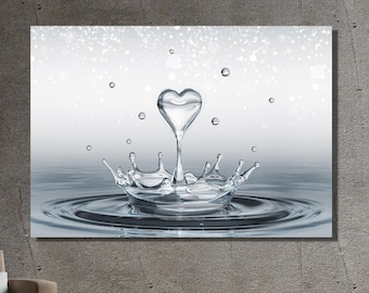 Impresión en lienzo con forma de corazón, diseño de arte mural para baño, póster impreso, decoración para el hogar y la oficina, póster o lienzo listo para colgar.