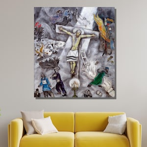 Marc Chagall Canvas Wall Art, , White Crucifixion Print Design,Poster Print For Home Office Decoration,Poster Or Canvas Ready To Hang