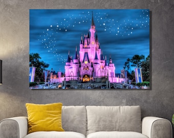 Disney Cinderella Castle Leinwanddruck, Märchenschloss Gemälde, Disney Prinzessinnen Kunst Wanddesing, Cinderella's Traumschloss Poster,Dekoration