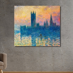 Claude Monet Canvas Wall Art Desing, The Houses of Parliament Print,Poster Decor For Home & Office Decoration,Poster Or Canvas Ready To Hang