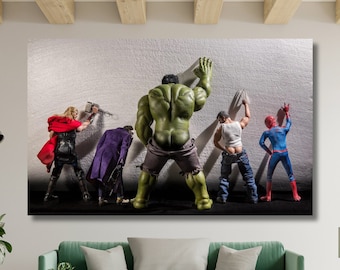 Avengers Movie Toilet Superheroes Canvas Wall Art Design,Superheroes Poster, Print, Decor For Home & Office,Poster Or Canvas Ready To Hang