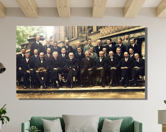 1927 Solvay Conference Canvas Wall Art Design, Science Conference Poster Print Decor For Home & Office, Poster Or Canvas Ready To Hang