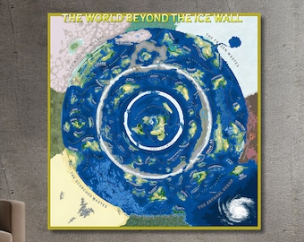 The World Beyond The Ice Wall Map Cavnas Art,Flat Earth Map Print, Poster,Painting,Design,For Home & Office Decor,Ready To Hang