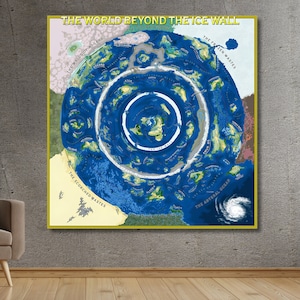 The World Außer dem Eis Wand Karte Cavnas Kunst, Flache Erde Karte Druck, Poster, Malerei, Design, Für Haus- und Bürodekor, fertig zum Aufhängen