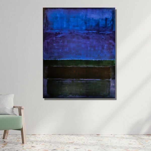 Mark Rothko print, blauw, groen en bruin canvas kunst aan de muur, poster decor voor thuis- en kantoordecoratie, poster of canvas klaar om op te hangen