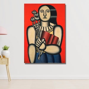 Woman With a Book Print, Fernand Leger Canvas Wall Art Design,Poster Print Decor For Home & Office Decoration,Poster Or Canvas Ready To Hang