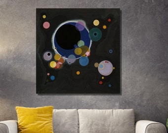 Several Circles Solomon R.G Canvas Print, Wassily Kandinsky Wall Art Design,Poster, Decor For Home & Office Decoration, Canvas Ready To Hang