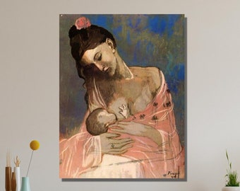 Mother and Child by Pablo Picasso Canvas Wall Art Design, Poster For Home,Office Decoration, Poster Or Canvas Ready To Hang
