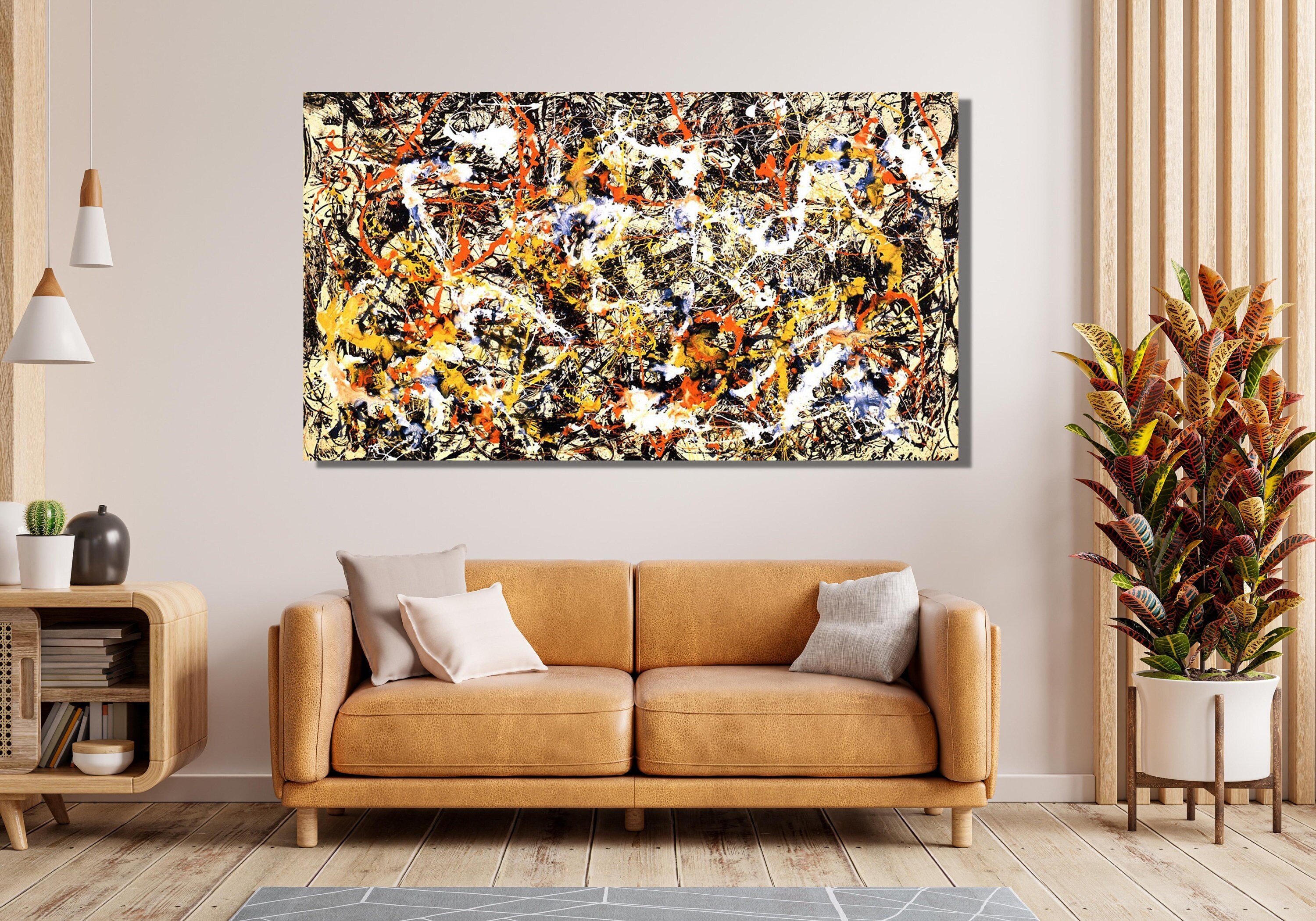 Convergence Print,Jackson Pollock Portrait, Canvas Wall Art Design, Poster, Decor For Home & Office Decoration, Canvas Ready To Hang