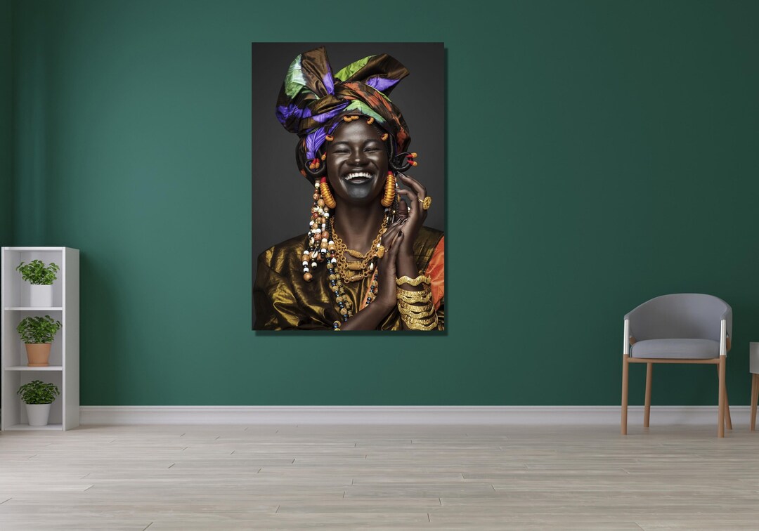 smiling-african-woman-canvas-wall-art-design-poster-print-decor-for