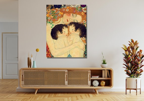 Mother and Twins Print, Gustav Klimt Poster, Gustav Klimt Canvas Wall Art Design,For Home & Office Decoration,Poster Or Canvas Ready To Hang