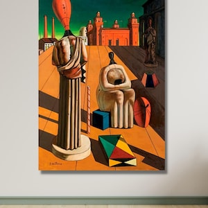 Impresión en lienzo de Las musas inquietantes de Giorgio De Chirico, diseño artístico de póster de pintor italiano, para decoración del hogar y la oficina, lienzo listo para colgar