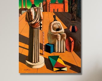 Giorgio De Chirico's The Disquieting Muses Canvas Wall Print,Italian Painter Poster Art Design,For Home & Office Decor, Canvas Ready To Hang