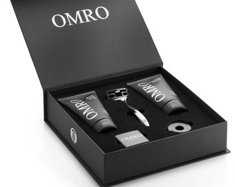 Set da barba di OMRO per uomo: rasatura bagnata elegante e di altissima qualità, regalo speciale per lui, regalo di compleanno per il marito, festa del papà.