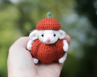 Crochet Amigurumi PATTERN: Pumpsqueak the Mouse in Pumpkin outfit, English PDF