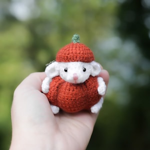Crochet Amigurumi PATTERN: Pumpsqueak the Mouse in Pumpkin outfit, English PDF