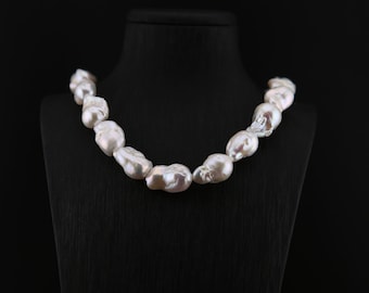 Radiant Baroque Pearl Beaded Necklace - Flaming Pearl - Natural Irregular - Fireball Pearl - Pearl Necklace - Baroque Pearl Necklace