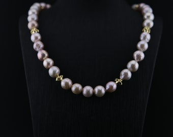 Edison Baroque Pearls Necklace - Beaded Pink Pearls Necklace - Freshwater Pearls - Mother's Day Gift