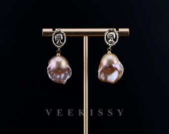 Queen Baroque Pearl Drop Earrings - Vintage Baroque Pearls - Fireball Pearl - Cute Baroque - Handcrafted